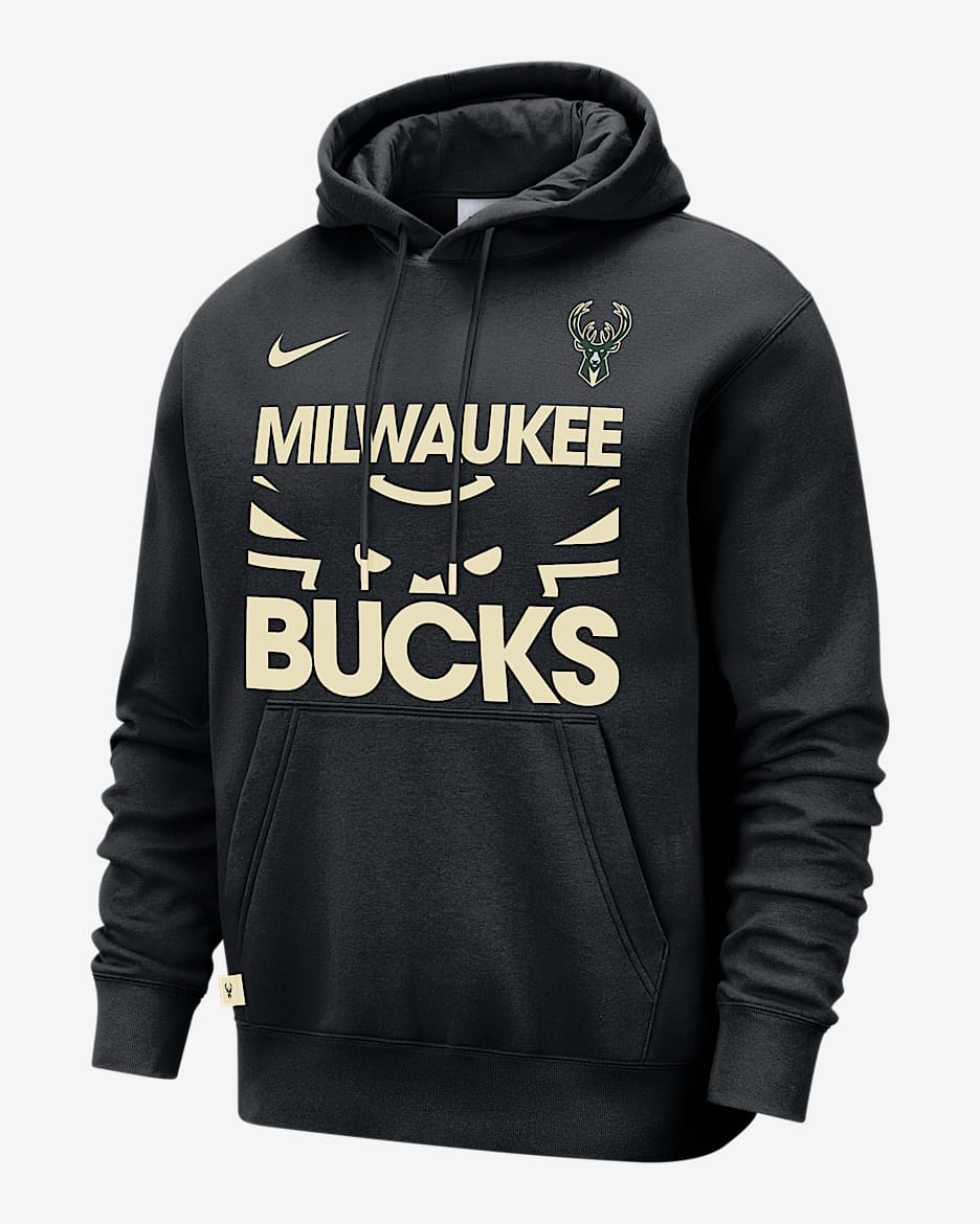 Sudadera con gorro sin cierre Nike de la NBA para hombre Milwaukee Bucks Club Courtside - Negro/Ópalo liso
