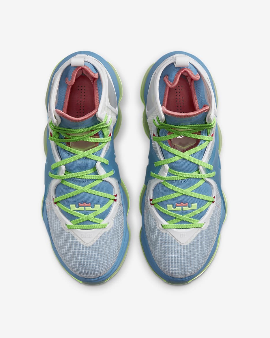 LeBron 19 Basketball Shoes - Dutch Blue/Lime Glow/White/Pomegranate