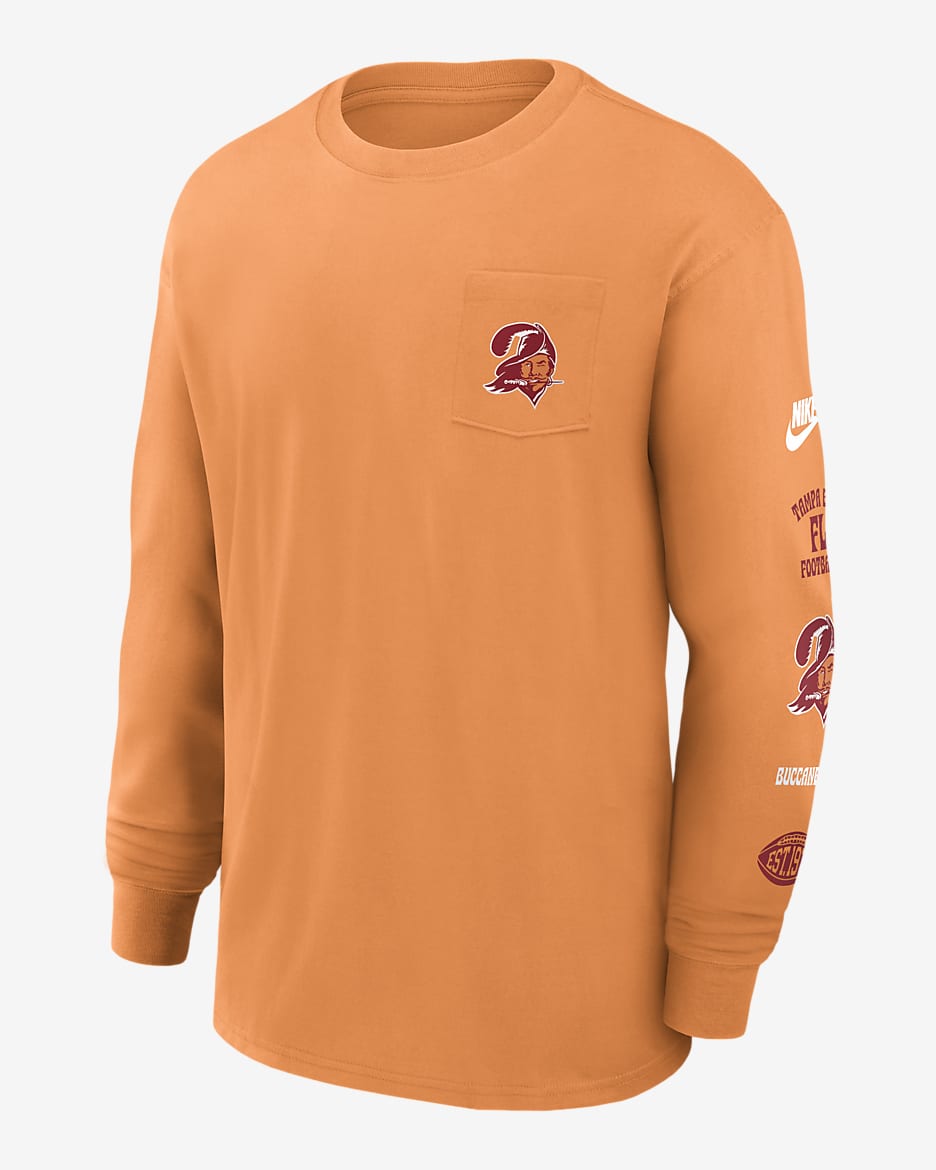 Tampa Bay Buccaneers Rewind Max90 Pocket Men's Nike NFL Long-Sleeve T-Shirt - Sport Orange