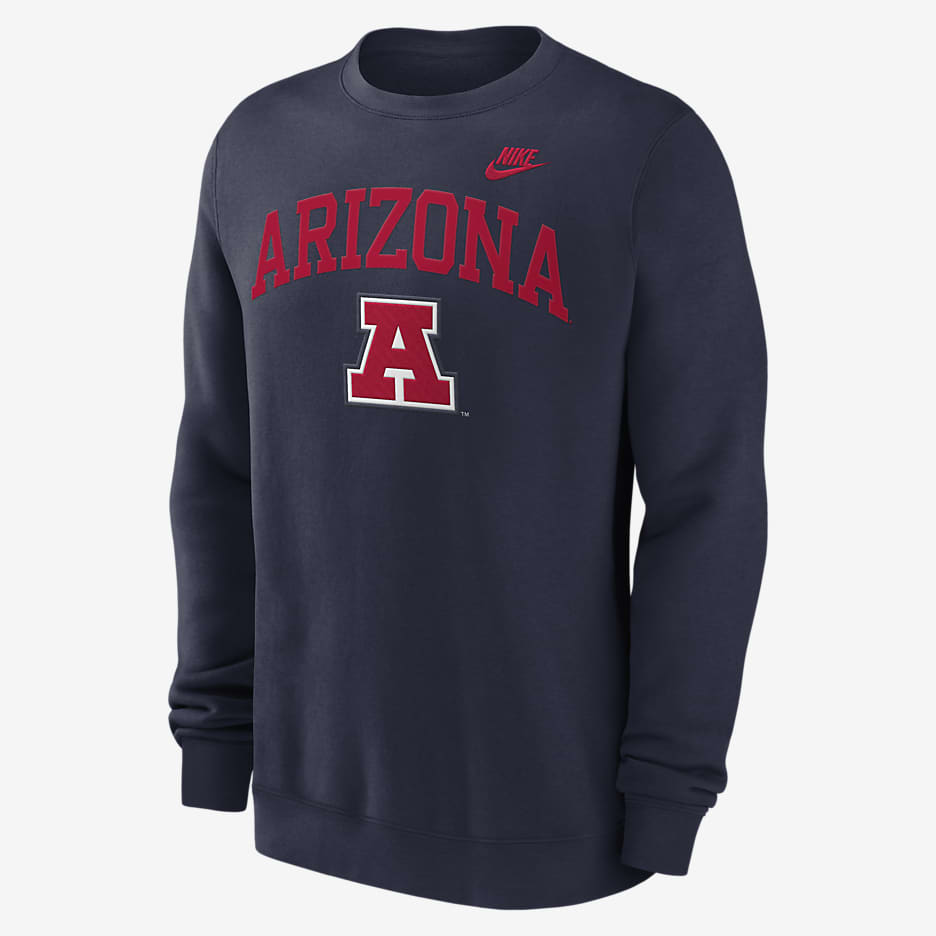 Sudadera de cuello redondo sin cierre universitaria Nike para hombre Arizona Wildcats Legacy Classic Arch Over Logo - Azul marino universitario