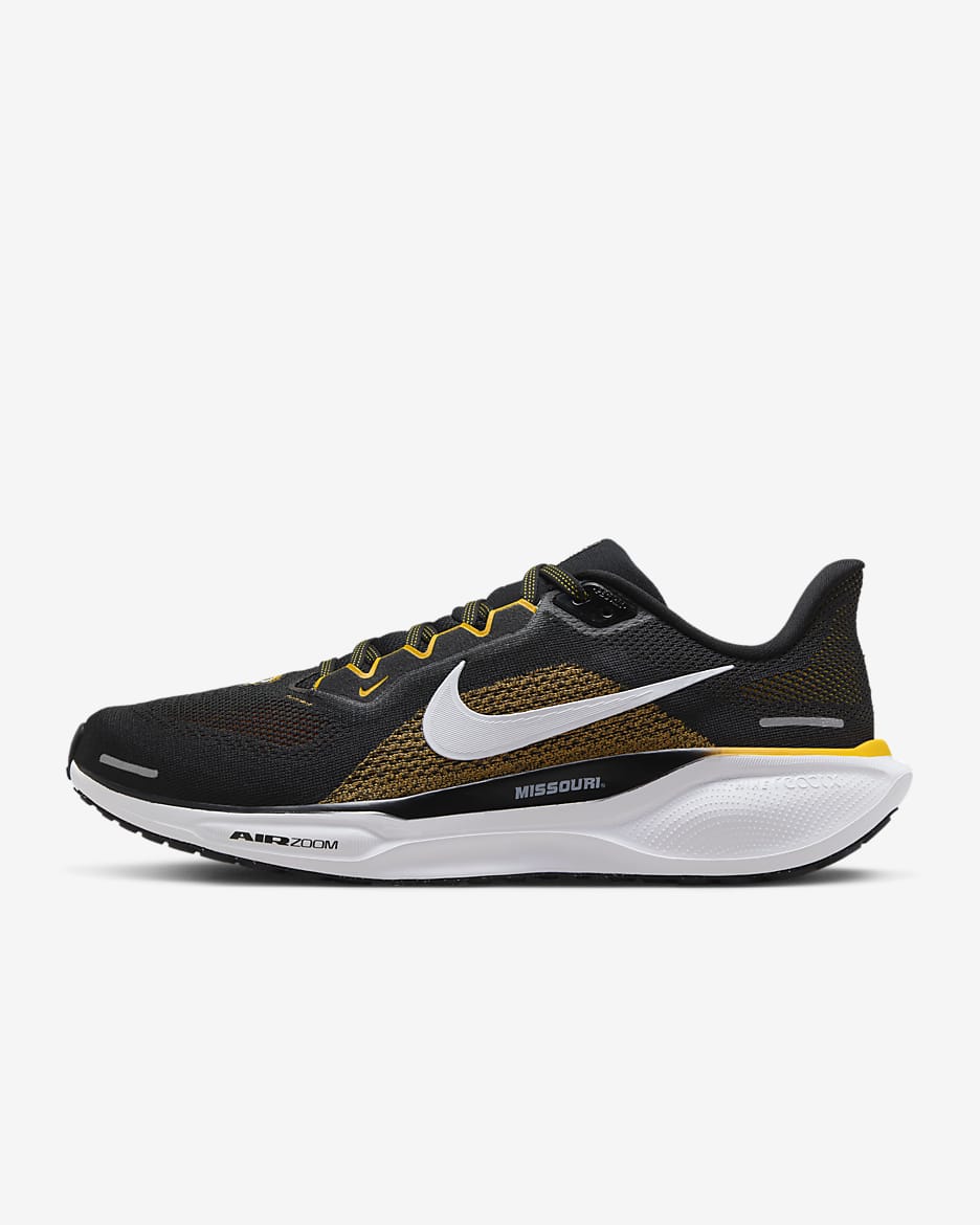 Tenis de correr en pavimento universitarios Nike para hombre Missouri Pegasus 41 - Negro/Blanco/Oro universitario/Blanco