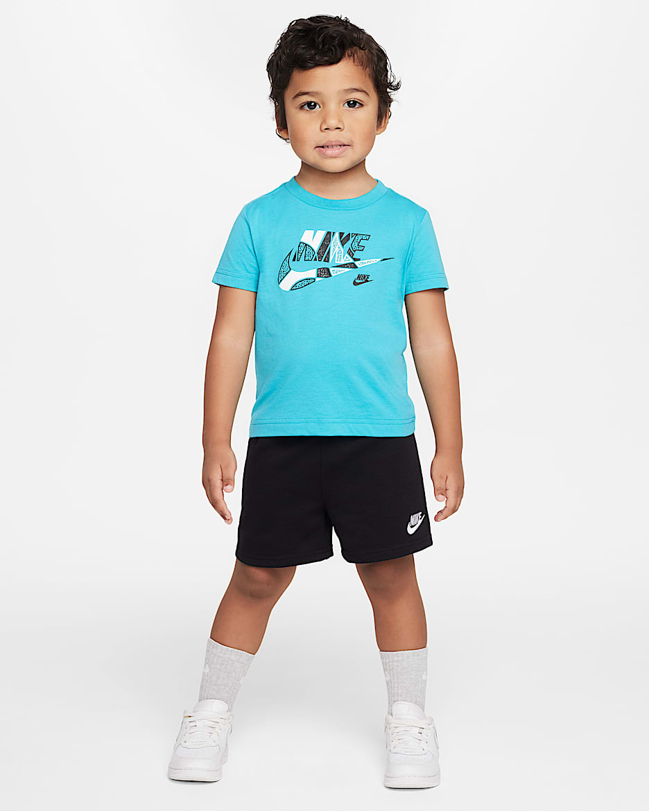 Nike Sportswear "Outside the Lines" Toddler 2-Piece French Terry Shorts Set - Black