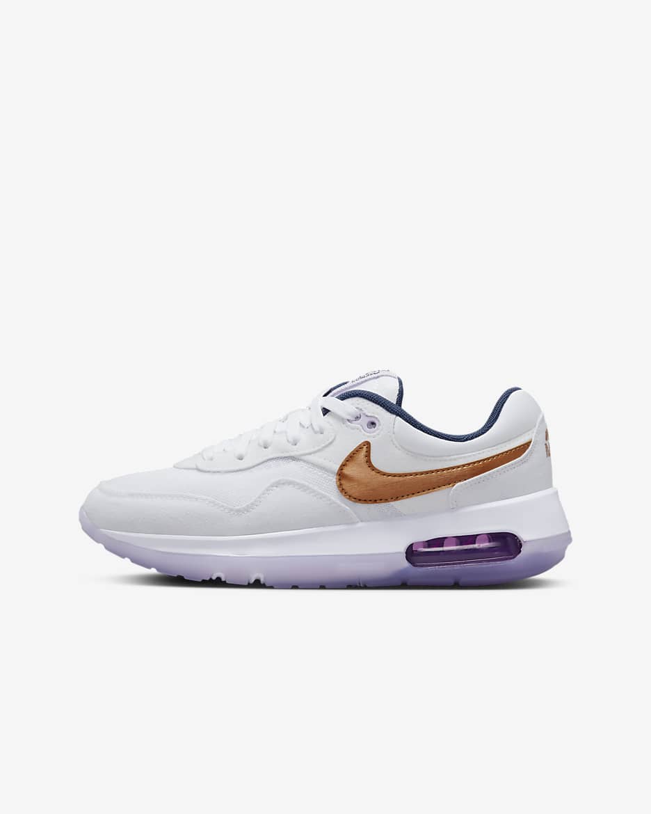 Nike Air Max Motif-sko til større børn - hvid/Midnight Navy/Violet Frost/Metallic Copper