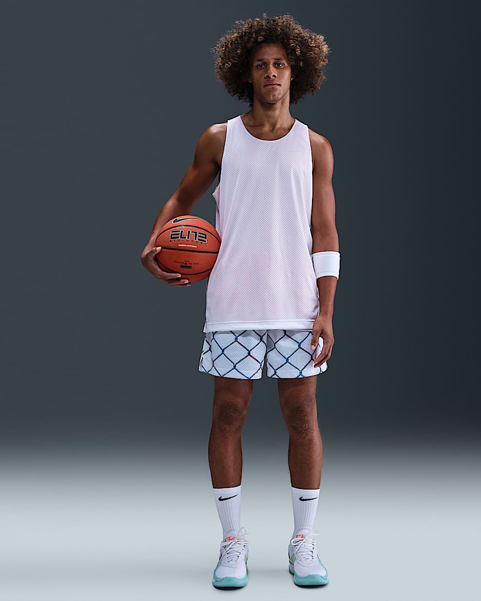 Nike Men's Dri-FIT 5" Practice Mesh Basketball Shorts - White/Black