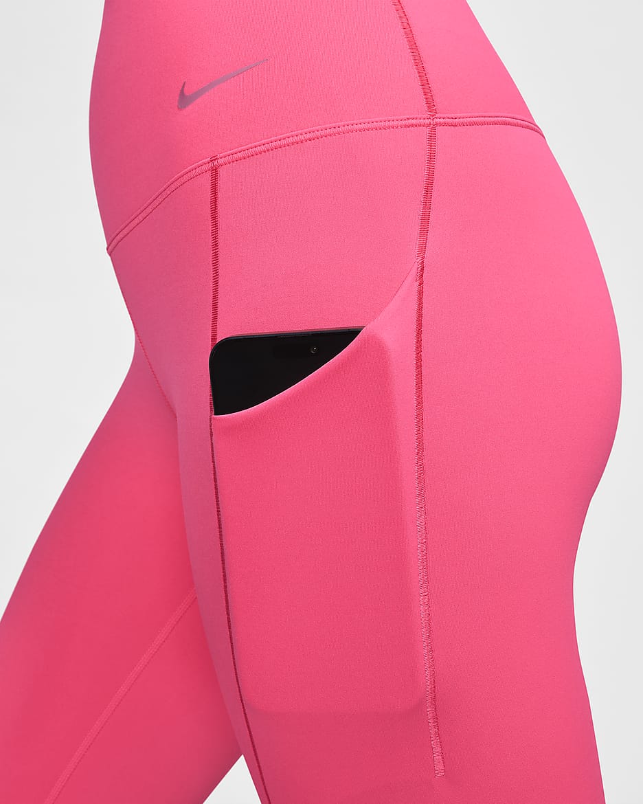 Nike Universa Women's Medium-Support High-Waisted 7/8 Leggings with Pockets - Aster Pink/Black