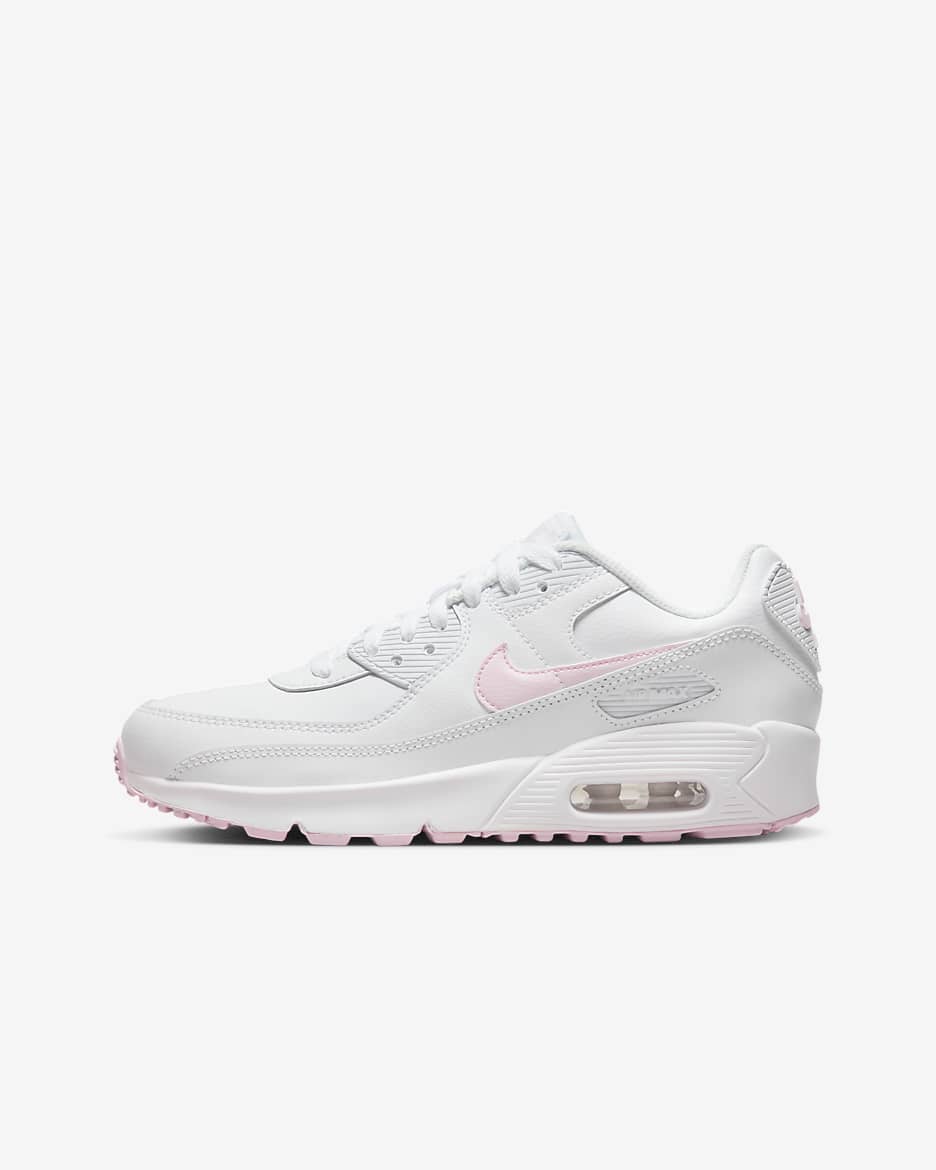 Tenis para niños grandes Nike Air Max 90 LTR - Blanco/Blanco/Blanco/Espuma rosa