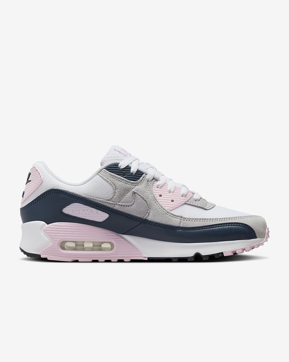 Calzado para hombre Nike Air Max 90 - Blanco/Espuma rosa/Azul marino militar/Gris lobo