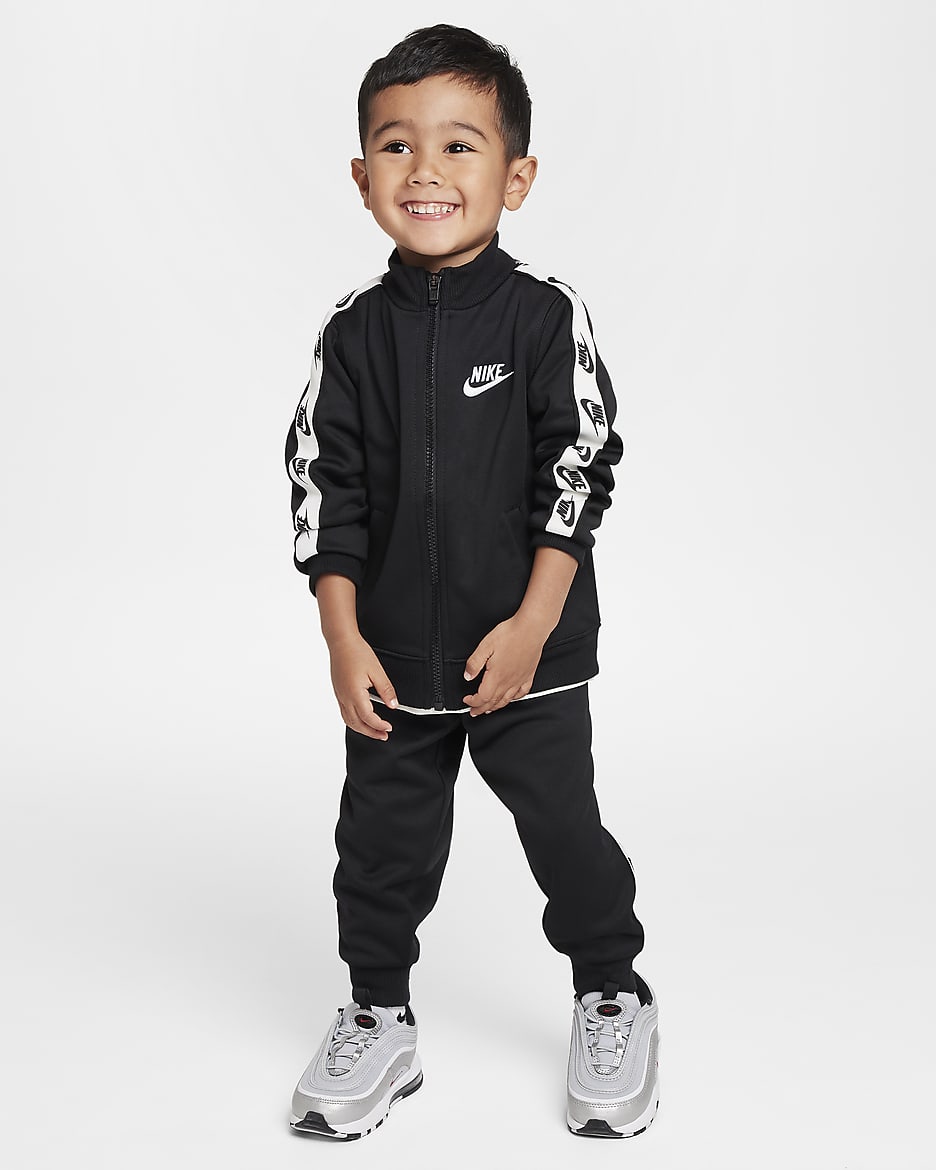Conjunto de dos piezas de cierre completo y cinta con logotipos infantil Nike Dri-FIT - Negro
