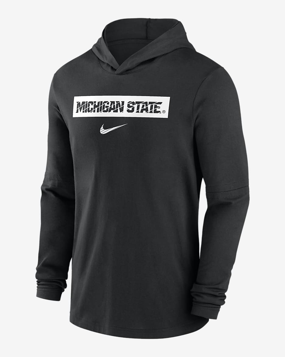 Playera de manga larga con gorro universitaria Nike Dri-FIT para hombre Michigan State Spartans Sideline - Negro