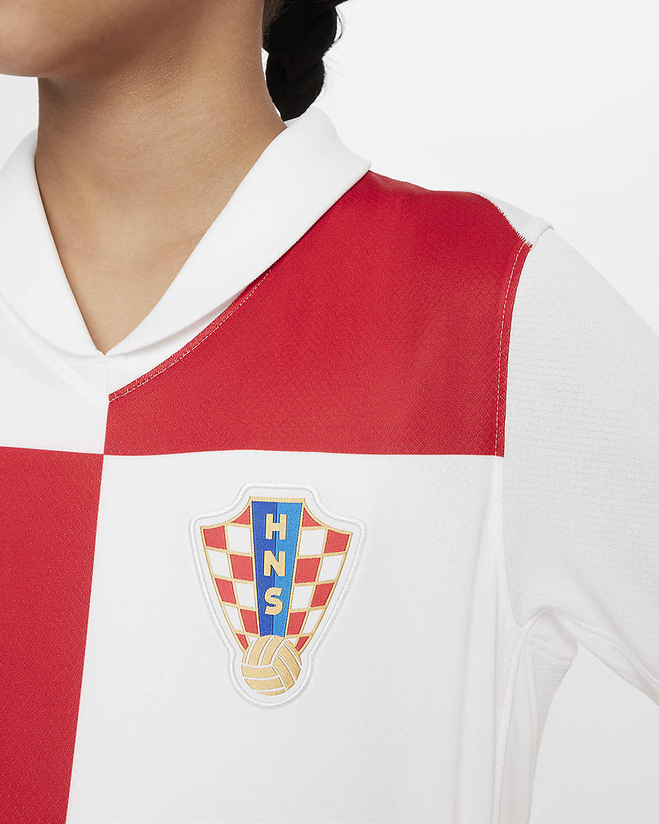 Croatia 2024/25 Stadium Home Older Kids' Nike Dri-FIT Football Replica Shirt - White/University Red/White