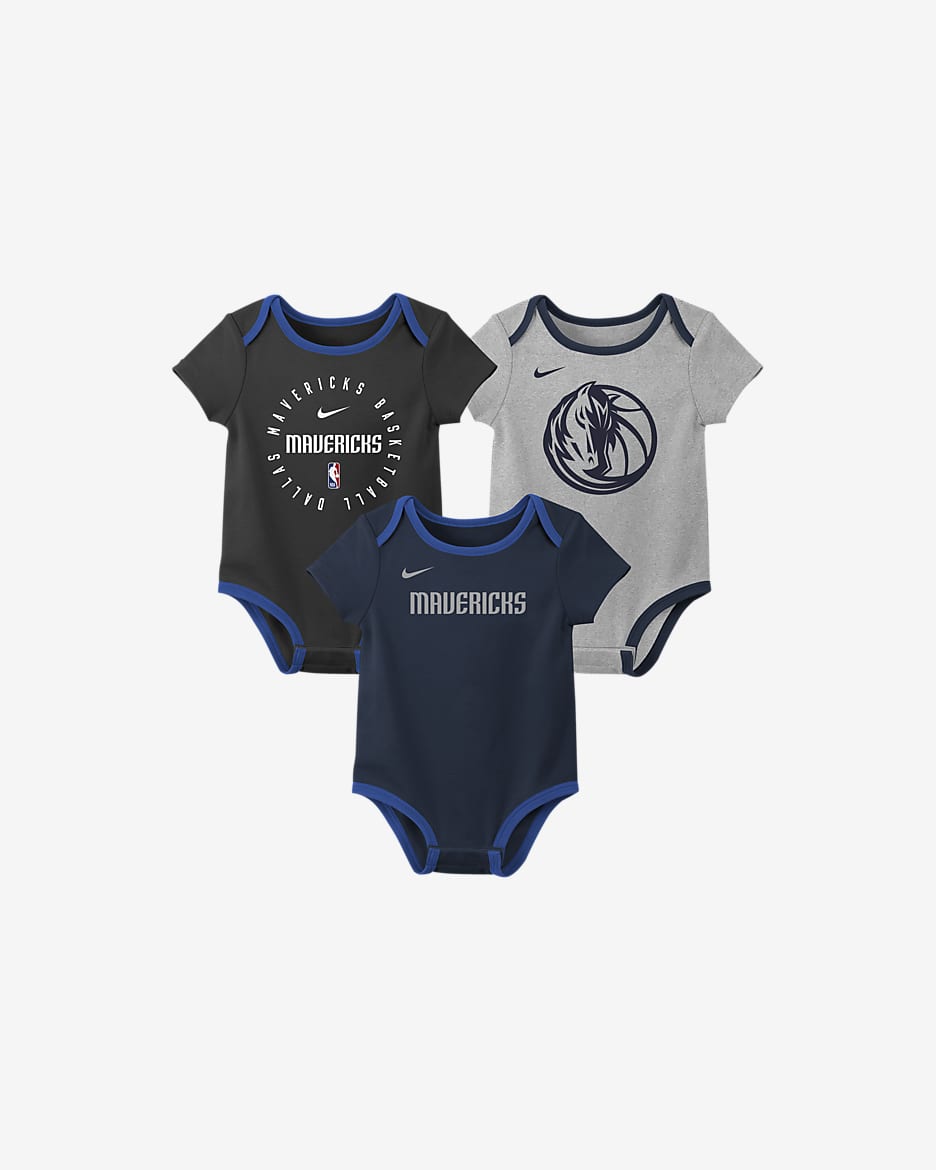 Dallas Mavericks Baby Nike NBA 3-Pack Bodysuit Set - Black