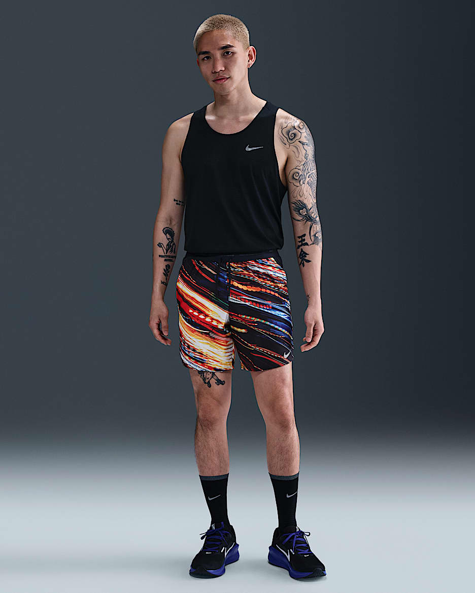 Nike Stride Men's Dri-FIT 18cm (approx.) Briefs-Lined Running Shorts - White/Off-Noir