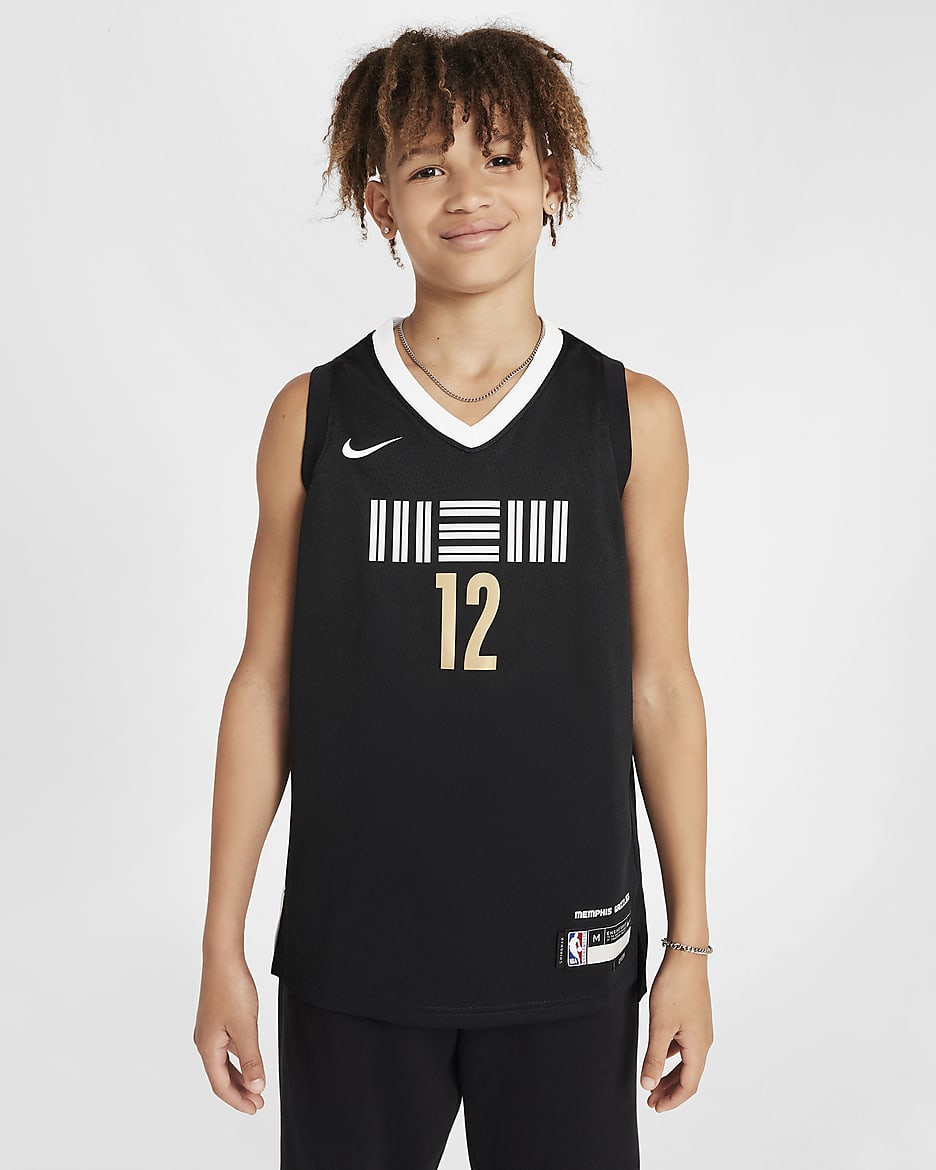 Ja Morant Memphis Grizzlies 2023/24 City Edition Nike Dri-FIT NBA Swingman Trikot (ältere Kinder) - Schwarz