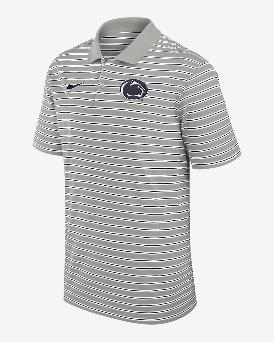 Penn State Nittany Lions Primetime Victory Striped Men's Nike Dri-FIT College Polo - Pewter