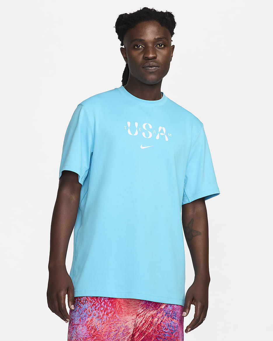 Playera de manga corta Nike Dri-FIT para hombre USA Primary - Azul báltico/Rojo deportivo/Blanco