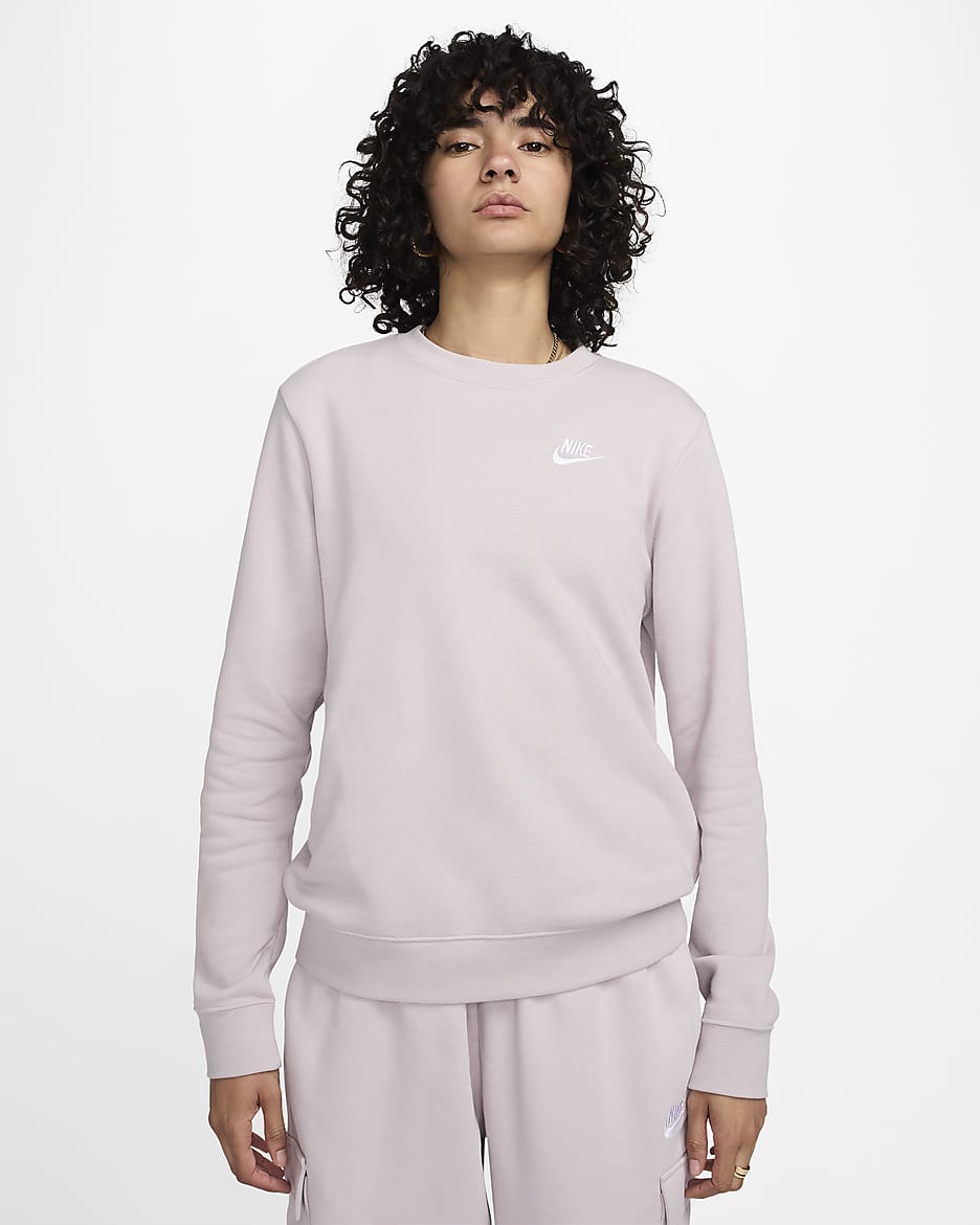Nike Sportswear Club Fleece Women's Crew-Neck Sweatshirt - Platinum Violet/White