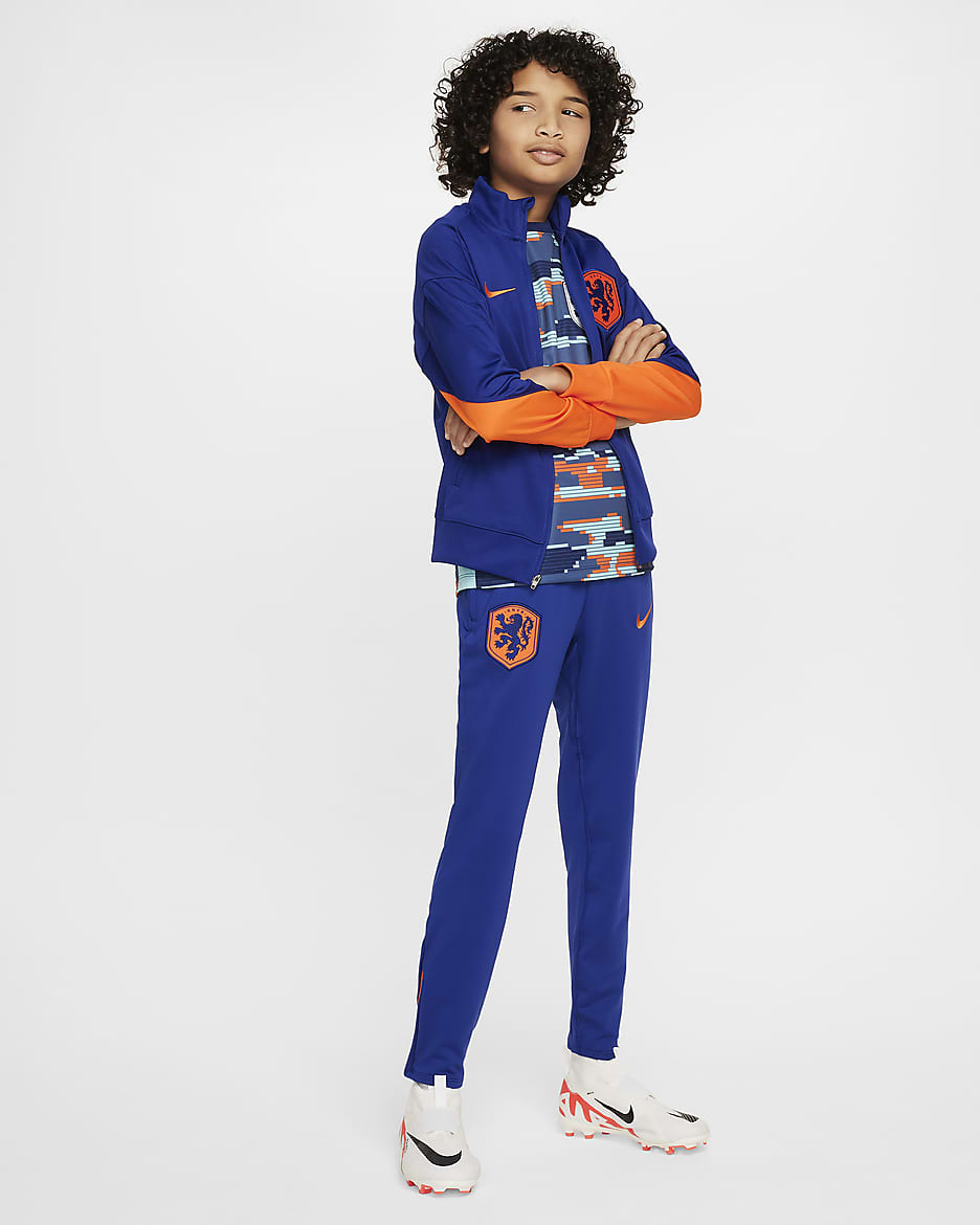 Países Bajos Strike Pantalón de fútbol de tejido Knit Nike Dri-FIT - Niño/a - Deep Royal Blue/Safety Orange/Safety Orange