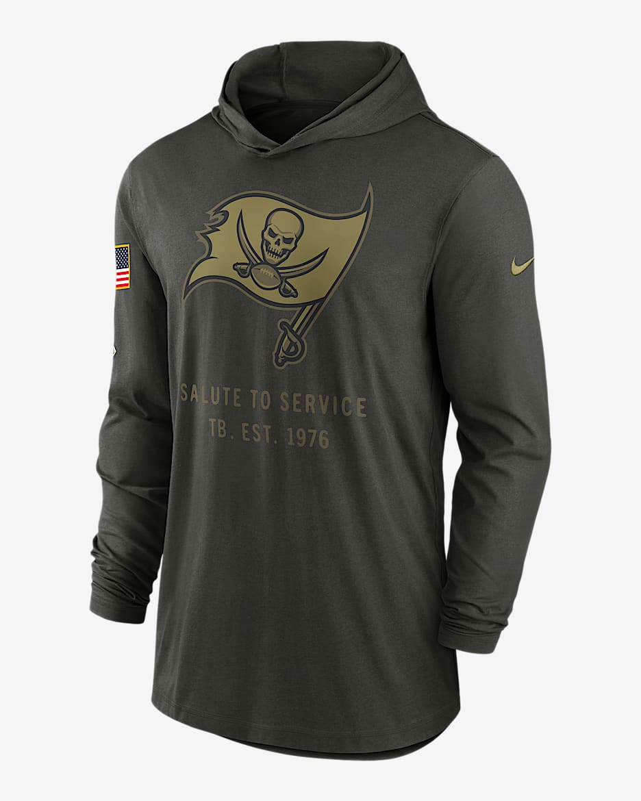 Tampa Bay Buccaneers Salute to Service Sideline Men’s Nike Dri-FIT NFL Long-Sleeve Hooded Top - Forest Green
