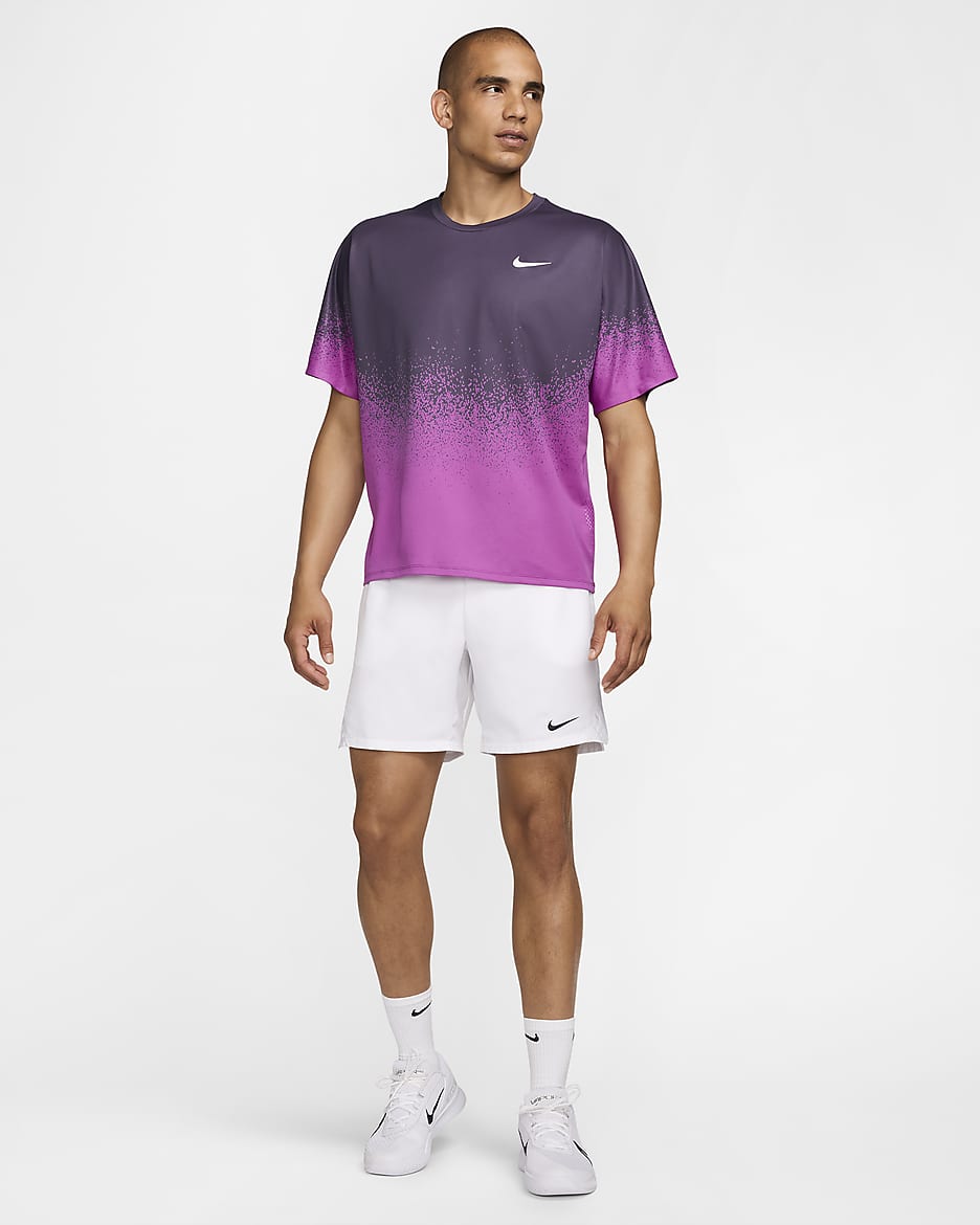 NikeCourt Slam Men's Dri-FIT Tennis Top - Hot Fuchsia/White