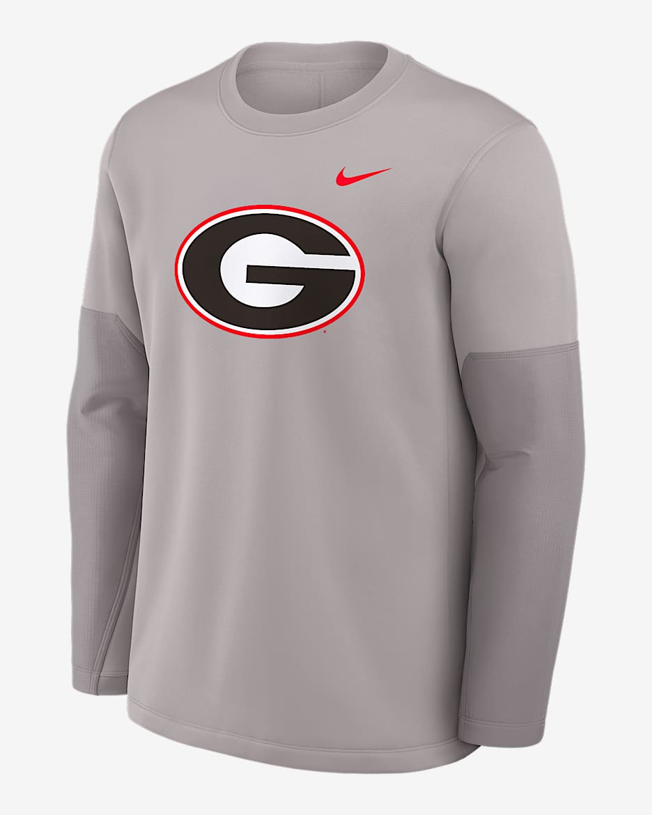 Georgia Sideline Coach Men's Nike Therma-FIT College Long-Sleeve T-Shirt - Grey