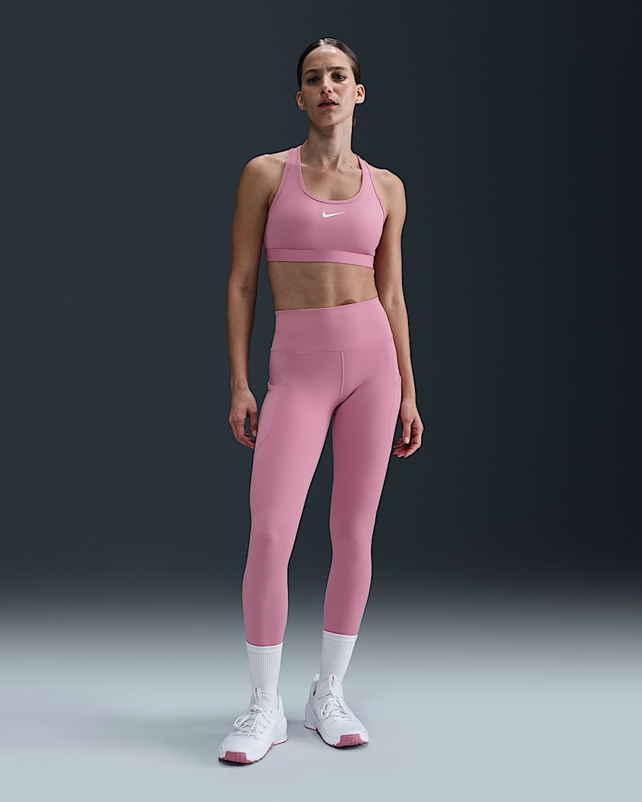 Nike One Women's High-Waisted 7/8 Leggings with Pockets - Elemental Pink/Black