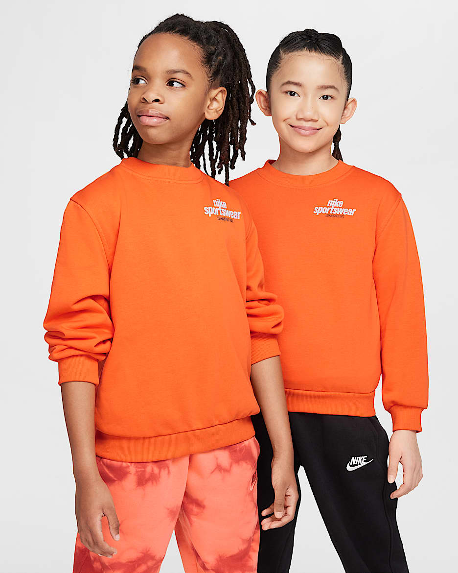 Sudadera de French Terry para niños talla grande Nike Sportswear Club - Naranja seguridad/Negro/Polvo fotón