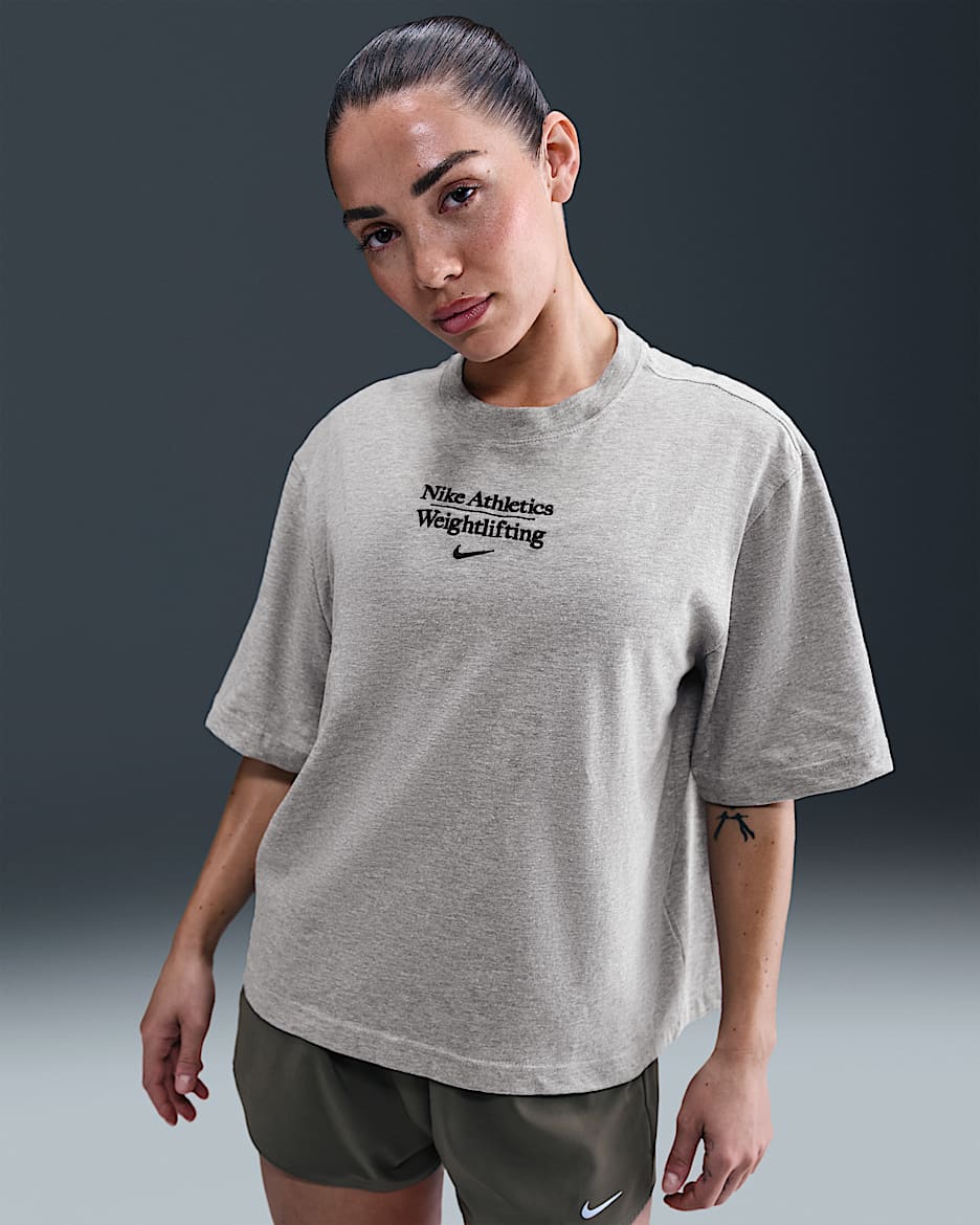 Nike Weightlifting Women's Boxy T-Shirt - Dark Grey Heather