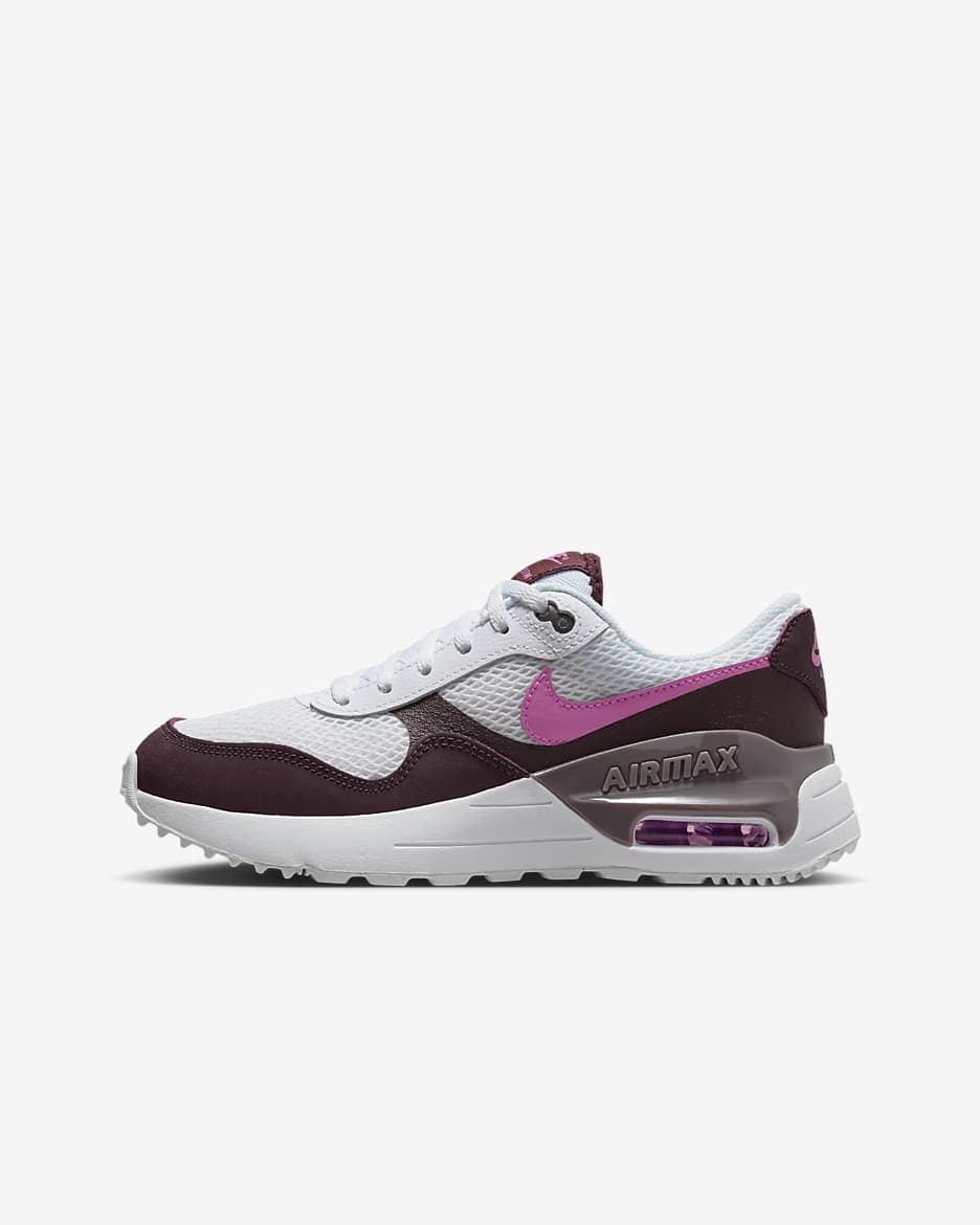 Nike Air Max SYSTM Older Kids' Shoes - White/Burgundy Crush/Violet Ore/Playful Pink