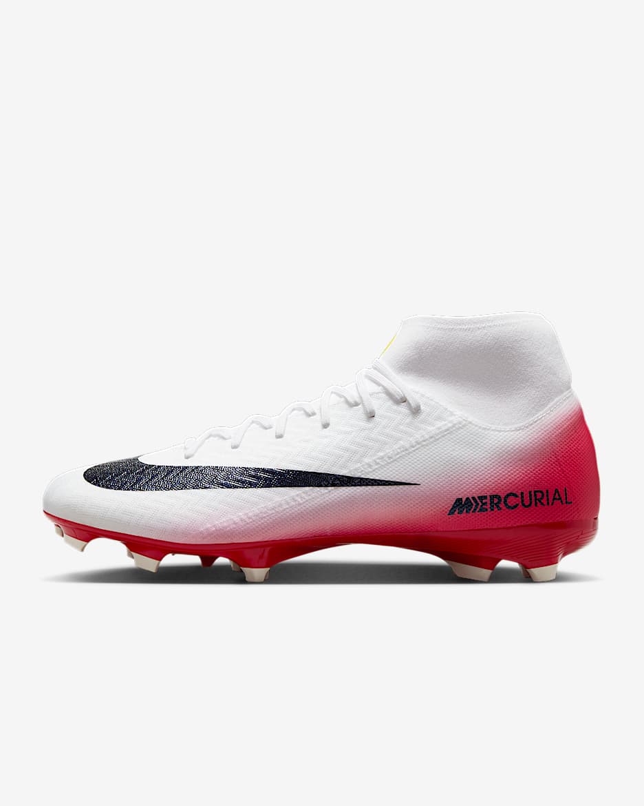 Tacos de fútbol para terrenos múltiples high Nike Mercurial Superfly 10 Academy LV8 - Rojo universitario/Obsidiana oscuro
