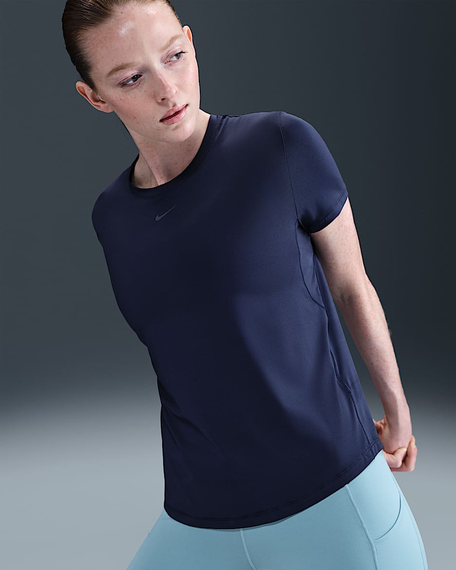 Nike One Classic Women's Dri-FIT Short-Sleeve Top - Midnight Navy/White
