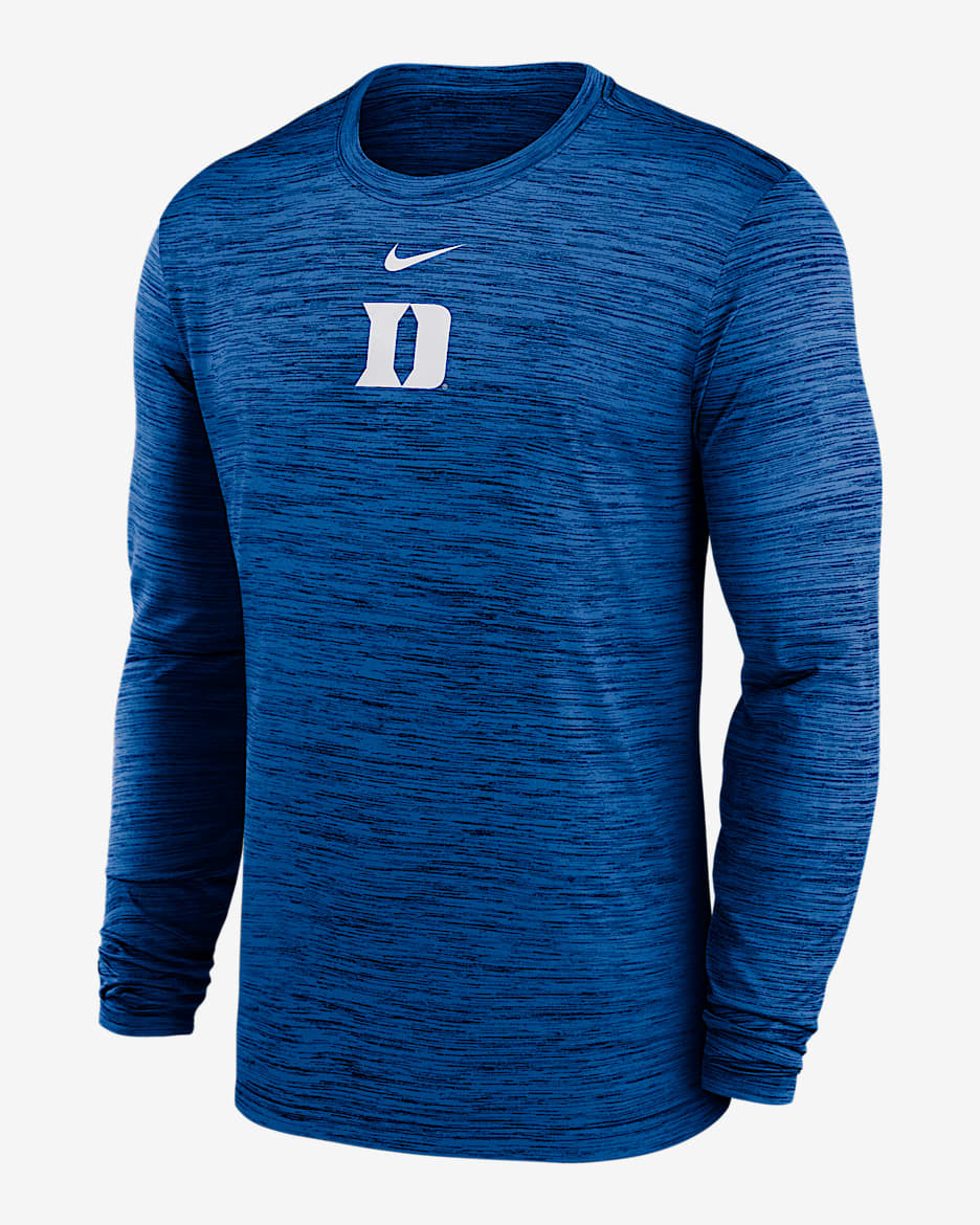 Playera de manga larga universitaria Nike Dri-FIT para hombre Duke Sideline Velocity - Royal