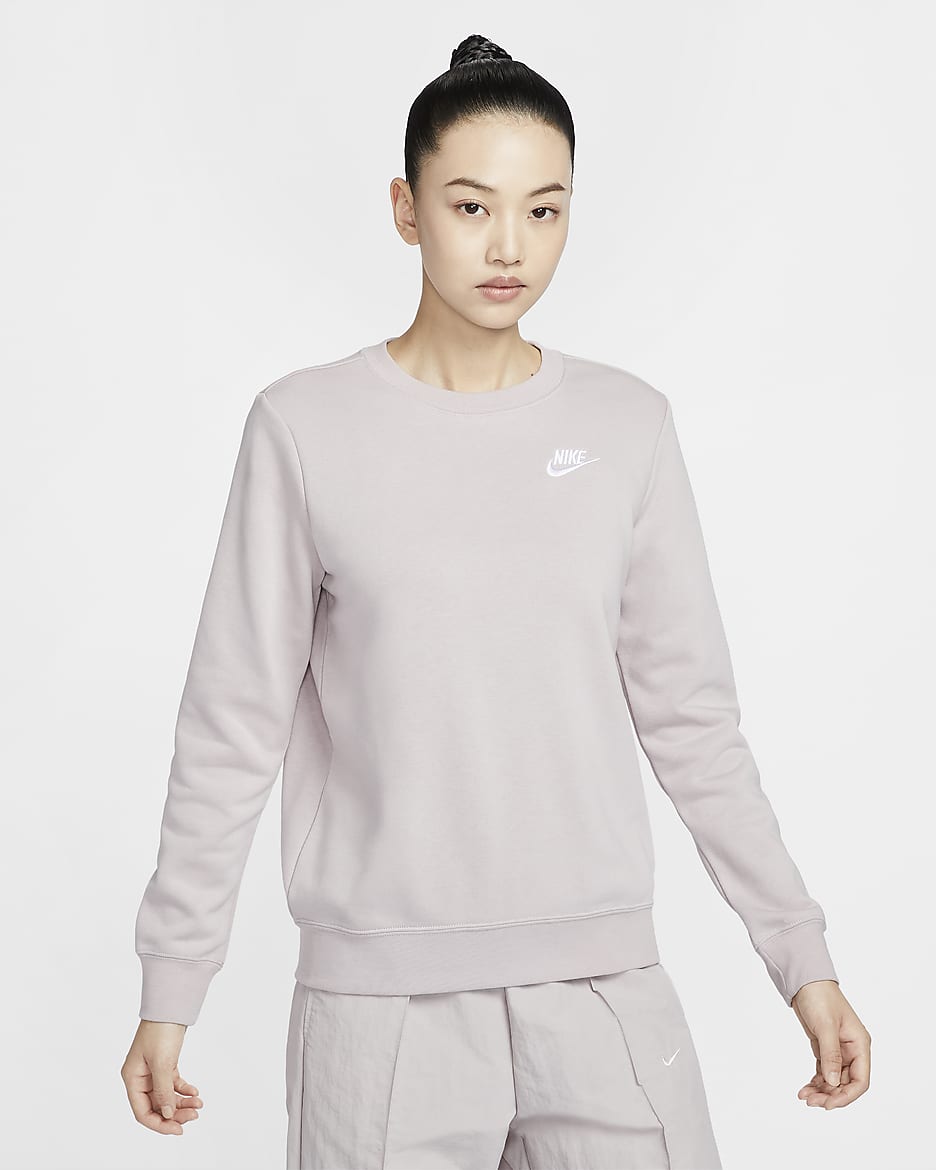 Nike Sportswear Club Fleece Women's Crew-Neck Sweatshirt - Platinum Violet/White