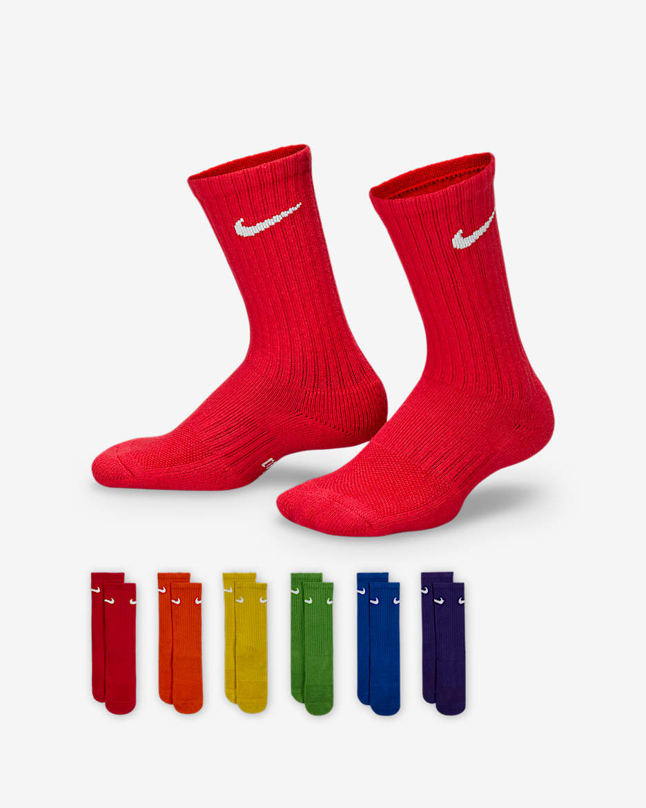 Calcetines largos con amortiguación para niños Nike Everyday (6 pares) - Multicolor