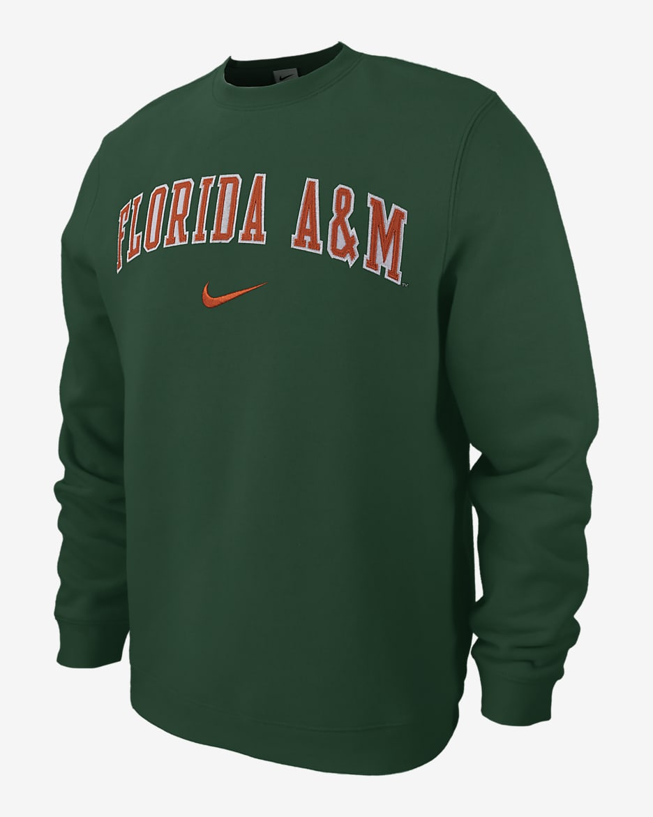 FAMU Club Fleece Men's Nike College Crew-Neck Sweatshirt - Gorge Green