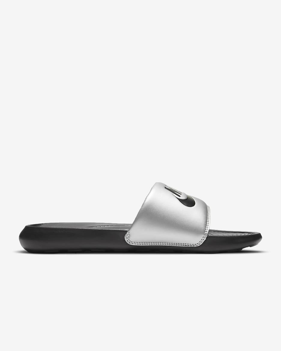 Nike Victori One Women's Slides - Black/Metallic Silver/Black