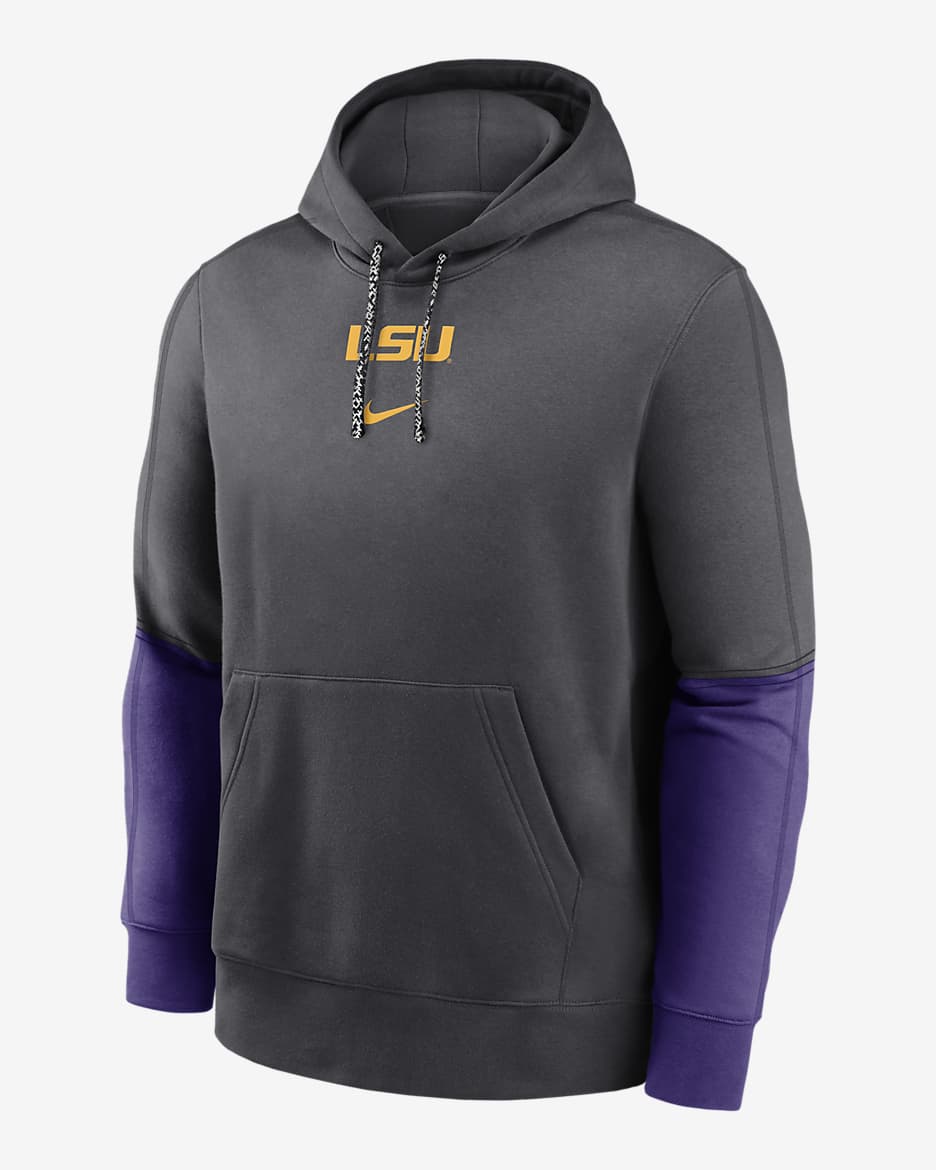 Sudadera con gorro sin cierre universitaria Nike para hombre LSU Tigers Sideline Team Issue Club - Antracita