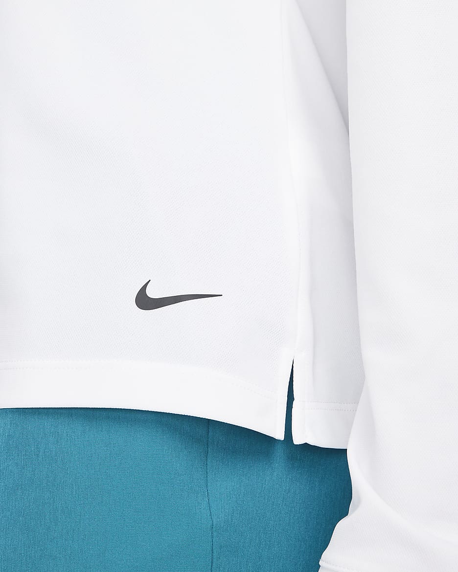 Långärmad golfpikétröja Nike Dri-FIT Victory för kvinnor - Vit/Svart