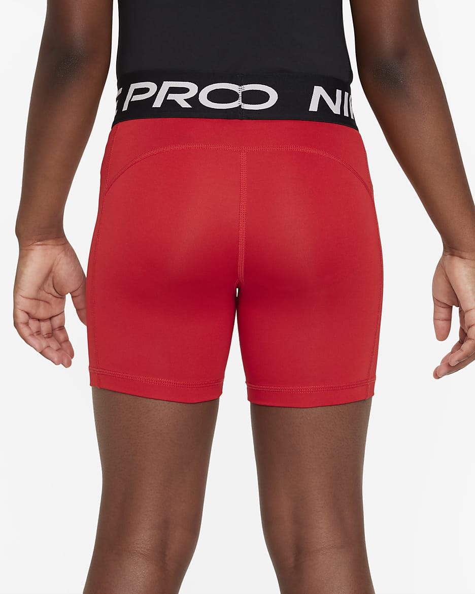 Shorts Dri-FIT de 13 cm para niña talla grande Nike Pro - Rojo universitario/Blanco