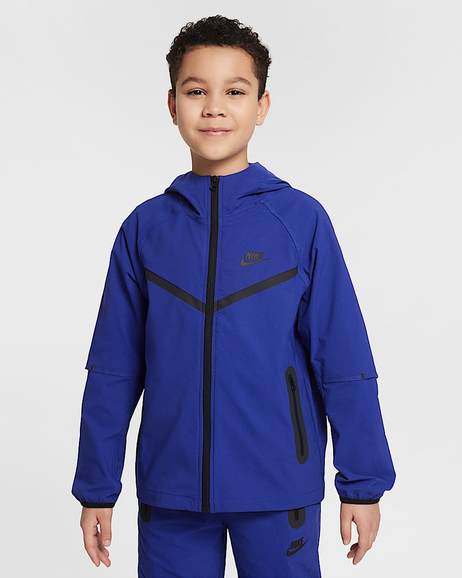 Nike Tech Dokuma Genç Çocuk (Erkek) Ceketi - Deep Night/Deep Night/Siyah