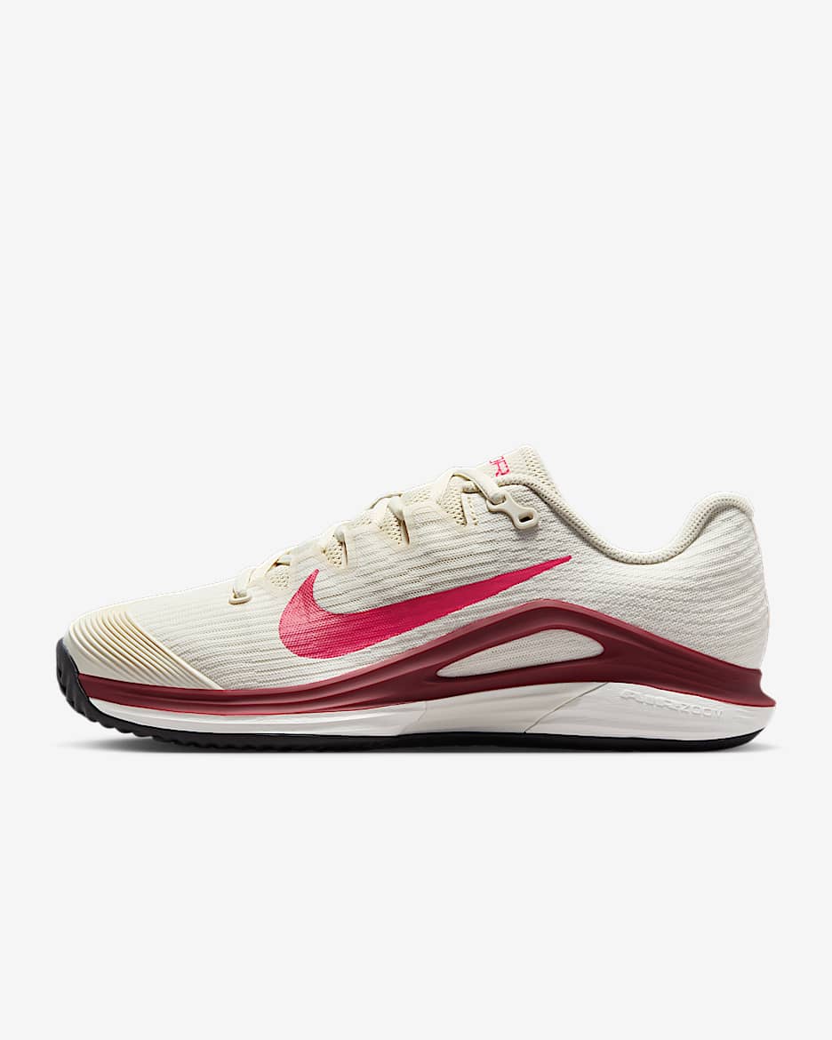 Nike Vapor 12 Women's Clay Court Tennis Shoes - Pale Ivory/Sail/Team Red/Rush Pink