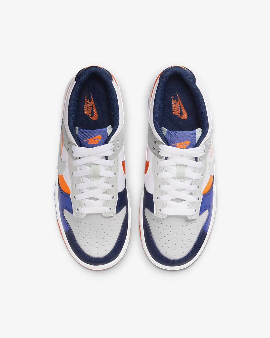 Nike Dunk Low SE Big Kids' Shoes - White/Light Silver/Midnight Navy/White