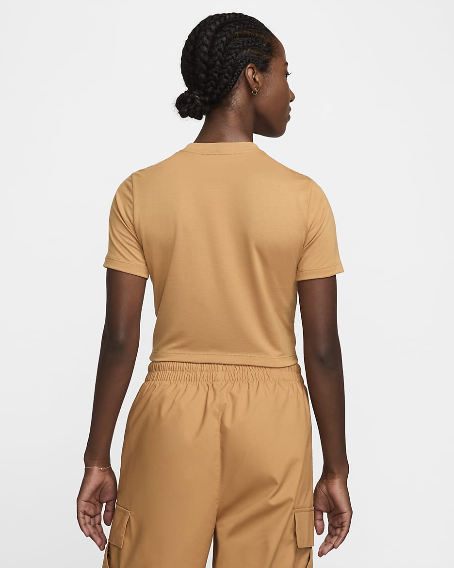 Nike Sportswear Essential Women's Slim Cropped T-Shirt - Flax/Black