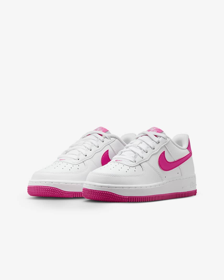 Nike Air Force 1 Big Kids' Shoes - White/Laser Fuchsia