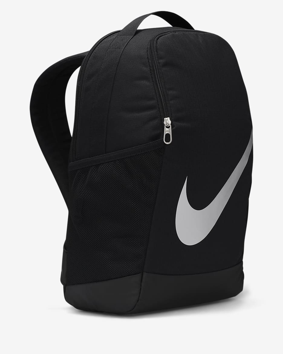 Mochila para niños Nike Brasilia (18L) - Negro/Negro/Plata metalizado