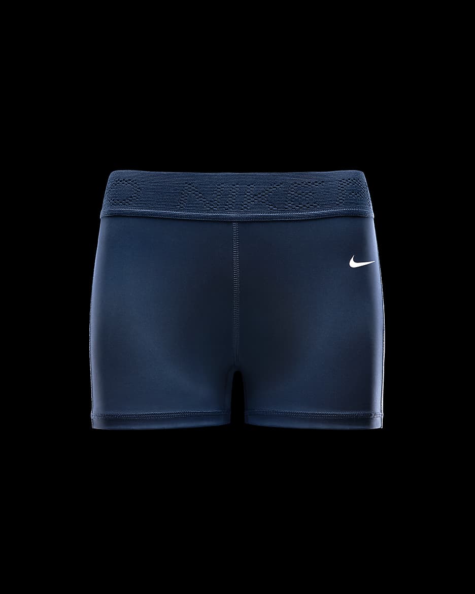 Shorts con paneles de malla de tiro medio de 8 cm para mujer Nike Pro - Azul marino militar/Blanco