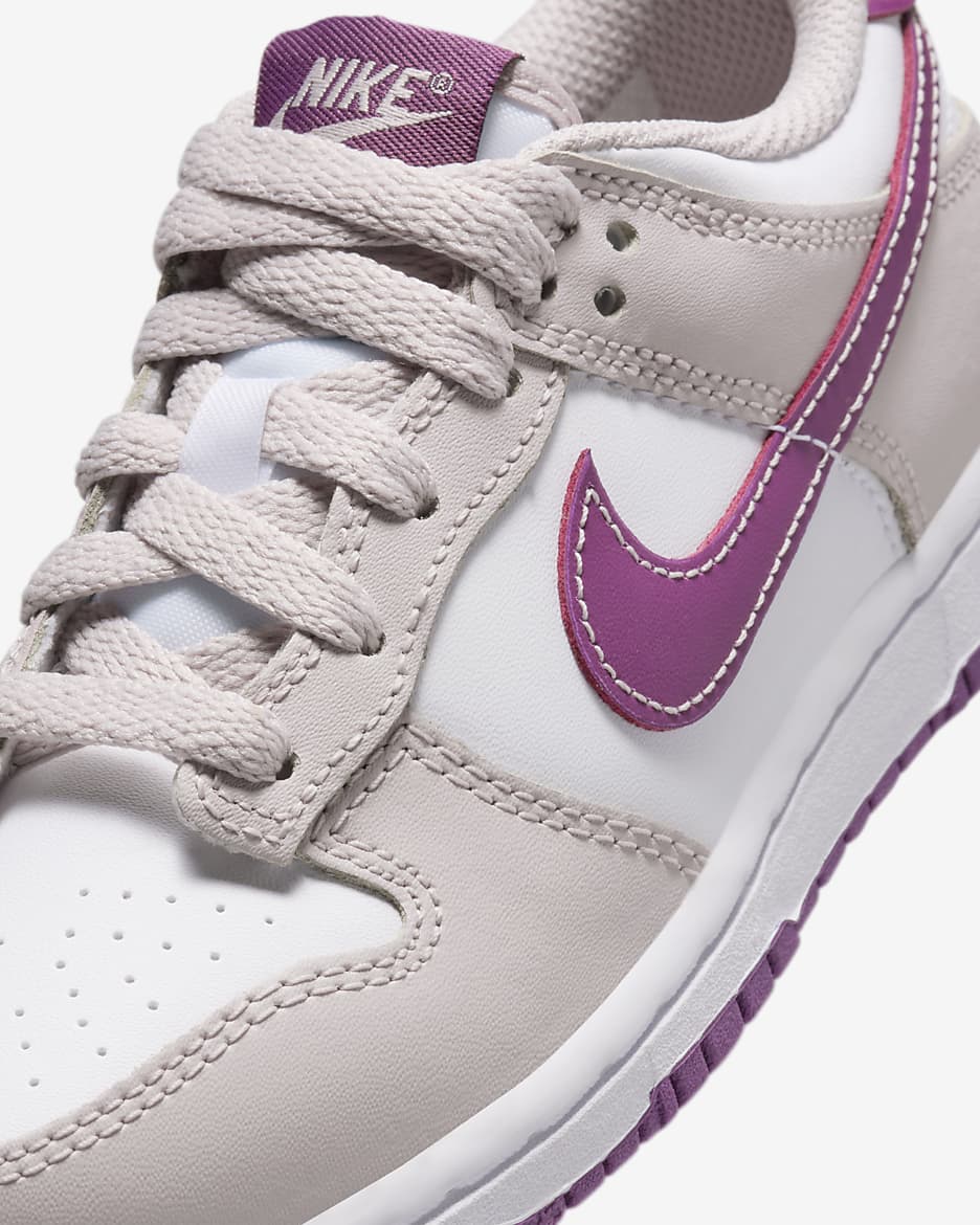 Tenis para niños de preescolar Nike Dunk Low - Blanco/Violeta platino/Violeta viotech