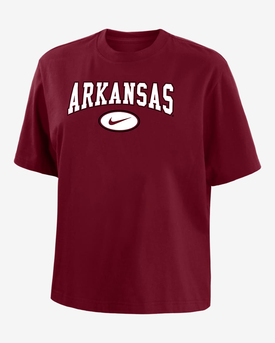 Arkansas Women's Nike College Boxy T-Shirt - Crimson