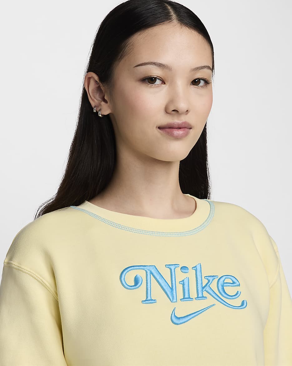 Nike Sportswear sweatshirt van fleece met ronde hals voor dames - Alabaster