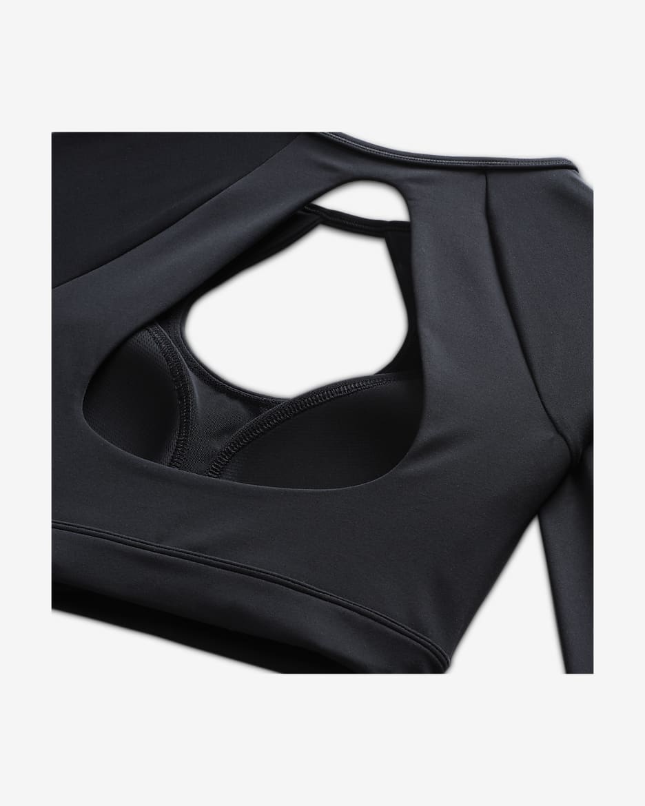 Dámská sportovní podprsenka (zkrácený top) Nike s vycpávkami a střední oporou - Černá/Bílá