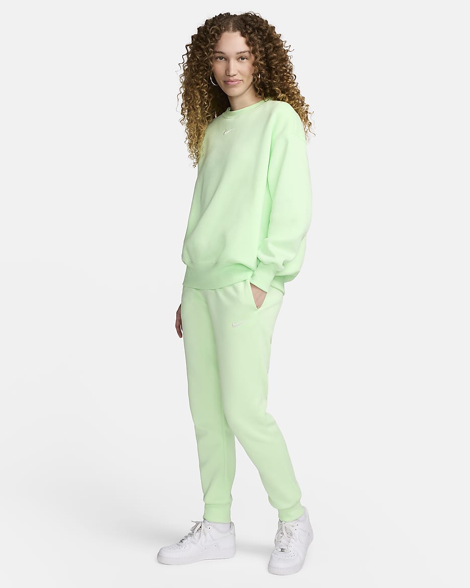 Pantaloni tuta a vita media Nike Sportswear Phoenix Fleece – Donna - Vapor Green/Sail